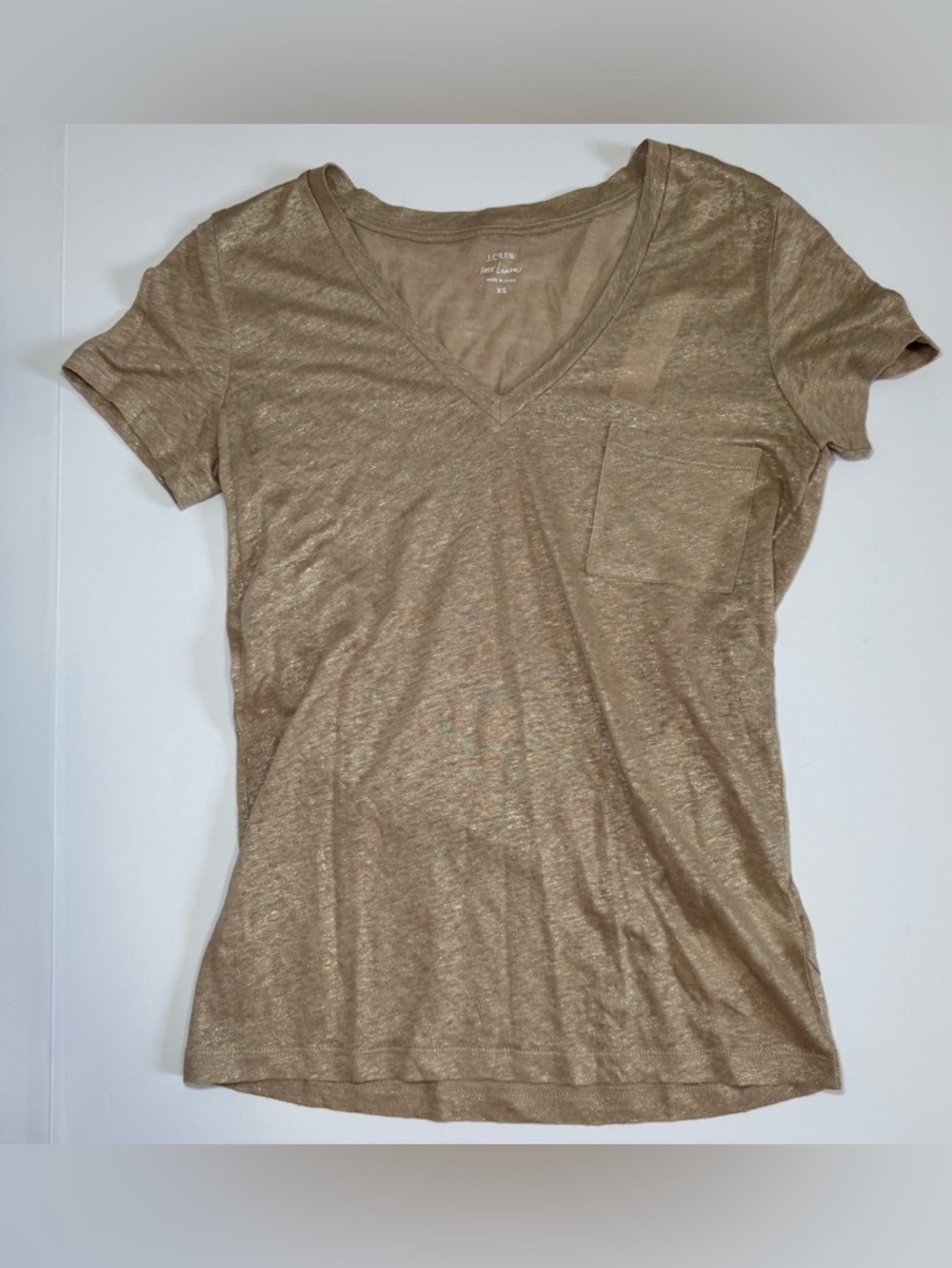 J Crew 100% linen with a metallic gold shimmer finish size XS NWT
